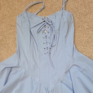 Delicious Sky Blue Lace-Up Top